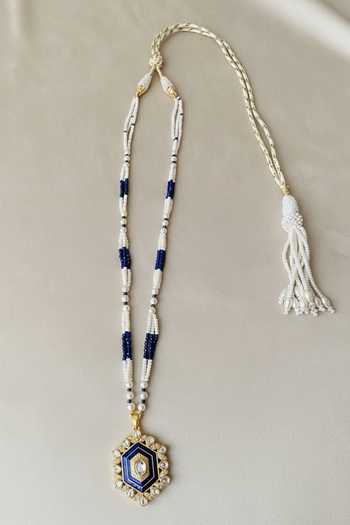 Sica Jewellery Blue Moissanite Polki Prana Necklace at Aza Fashions Sica Jewellery_Blue Moissanite Polki Prana Necklace _at_Aza_Fashions
