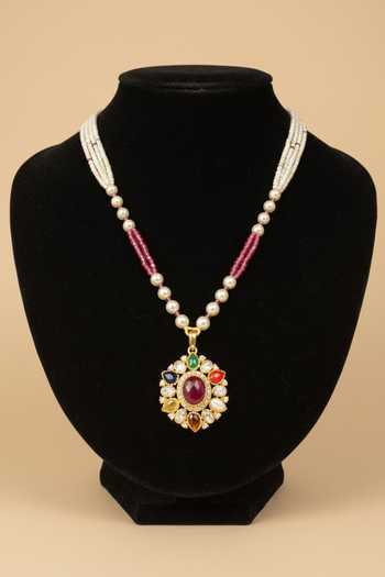 Buy Sica Jewellery Gold Plated Moissanite Polki Ratna Necklace Online at Aza Fashions Buy_Sica Jewellery_Gold Plated Moissanite Polki Ratna Necklace _Online_at_Aza_Fashions