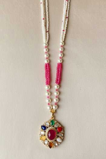 Buy Sica Jewellery Gold Plated Moissanite Polki Ratna Necklace Buy_Sica Jewellery_Gold Plated Moissanite Polki Ratna Necklace