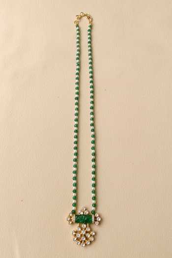 Sica Jewellery Green Moissanite Polki Sangam Necklace Online at Aza Fashions Sica Jewellery_Green Moissanite Polki Sangam Necklace _Online_at_Aza_Fashions