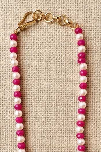 Sica Jewellery Pink Moissanite Polki Milan Necklace Online at Aza Fashions Sica Jewellery_Pink Moissanite Polki Milan Necklace _Online_at_Aza_Fashions
