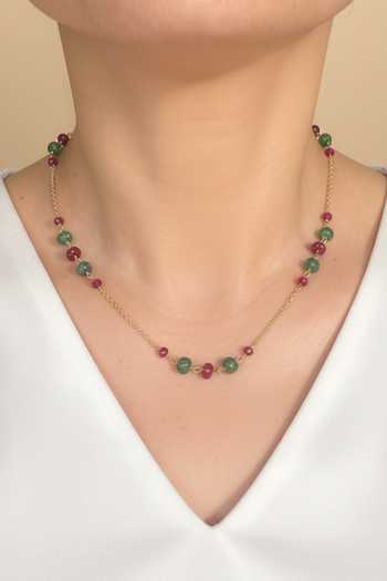 Buy Sica Jewellery Multi Color Moissanite Polki Aru Necklace Online at Aza Fashions Buy_Sica Jewellery_Multi Color Moissanite Polki Aru Necklace _Online_at_Aza_Fashions