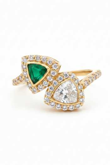 Sica Jewellery Green Moissanite Polki Izra Ring Online at Aza Fashions Sica Jewellery_Green Moissanite Polki Izra Ring _Online_at_Aza_Fashions
