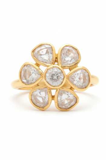 Sica Jewellery Gold Plated Moissanite Polki Solana Ring Online at Aza Fashions Sica Jewellery_Gold Plated Moissanite Polki Solana Ring _Online_at_Aza_Fashions