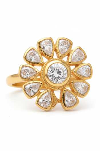Sica Jewellery Gold Plated Moissanite Polki Dulaar Ring Online at Aza Fashions Sica Jewellery_Gold Plated Moissanite Polki Dulaar Ring _Online_at_Aza_Fashions