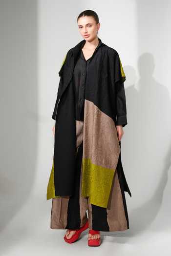 Buy_Stoique_Black Silk Awaken Color Block Tunic Jacket _Online_at_Aza_Fashions