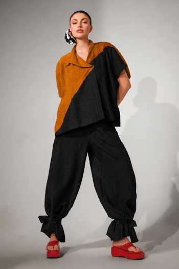 Shop Stoique Black Silk Collared Neck Emerge Crushed Oversized Shirt Online at Aza Fashions Shop_Stoique_Black Silk Collared Neck Emerge Crushed Oversized Shirt _Online_at_Aza_Fashions