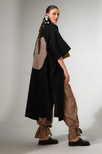 Shop_Stoique_Black Silk Applique Grain Crushed Overlay _Online_at_Aza_Fashions