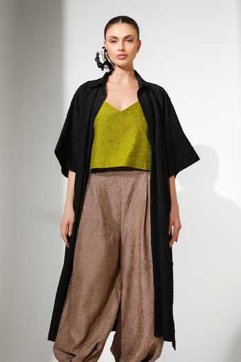 Stoique Black Silk Applique Grain Crushed Overlay at Aza Fashions Stoique_Black Silk Applique Grain Crushed Overlay _at_Aza_Fashions