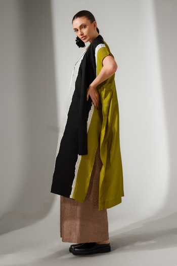 Shop_Stoique_Brown Silk Root Crushed Wide Leg Pant _Online_at_Aza_Fashions