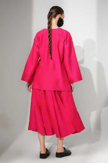 Stoique Scarlet Crushed Silk Skirt 