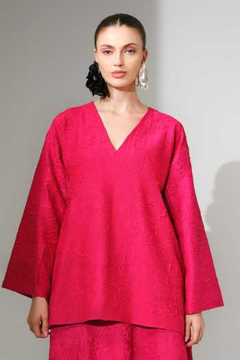 Stoique Scarlet Crushed Silk Top 