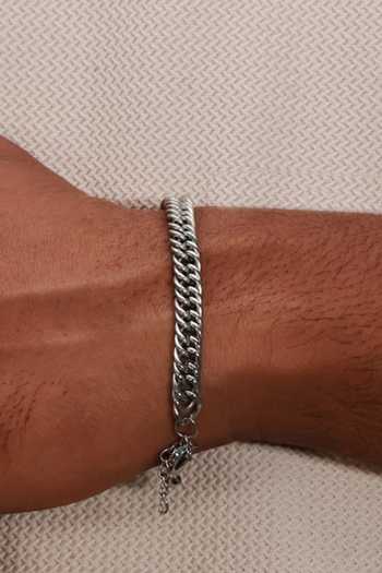 Buy_Arvino_Silver Plated Raw Edge Chain Bracelet _Online_at_Aza_Fashions
