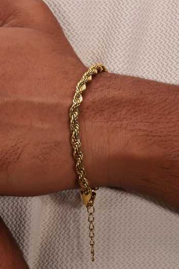 Buy Arvino Gold Forged Rope Chain Bracelet Online at Aza Fashions Buy_Arvino_Gold Forged Rope Chain Bracelet _Online_at_Aza_Fashions