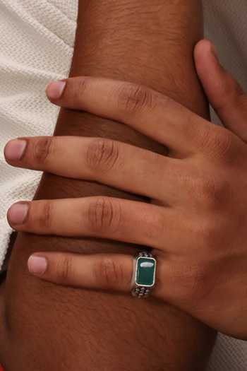 Buy Arvino Green Onyx Stone Embellished Ring at Aza Fashions Buy_Arvino_Green Onyx Stone Embellished Ring _at_Aza_Fashions