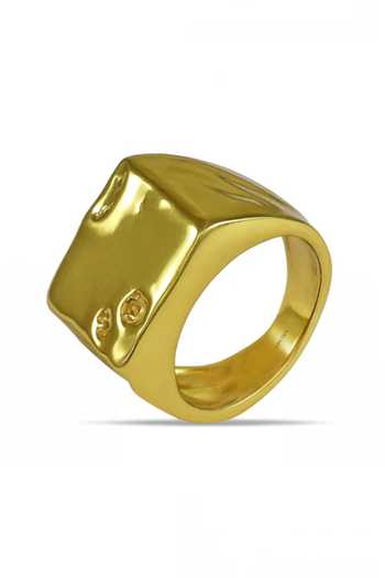 Arvino Iron Crater Gold Signet Ring 