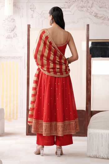 Basanti Kapde aur Koffee The Scarlet Embroidered Anarkali Set