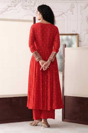 Basanti Kapde aur Koffee The Crimson Horizon Embroidered Anarkali Set 