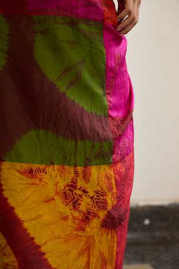 Medha Multi Color Silk Kaleidoscope Bandhani Pattern Skirt Online at Aza Fashions Medha_Multi Color Silk Kaleidoscope Bandhani Pattern Skirt _Online_at_Aza_Fashions