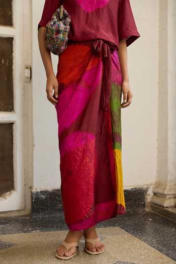 Buy Medha Multi Color Silk Kaleidoscope Bandhani Pattern Skirt Online at Aza Fashions Buy_Medha_Multi Color Silk Kaleidoscope Bandhani Pattern Skirt _Online_at_Aza_Fashions