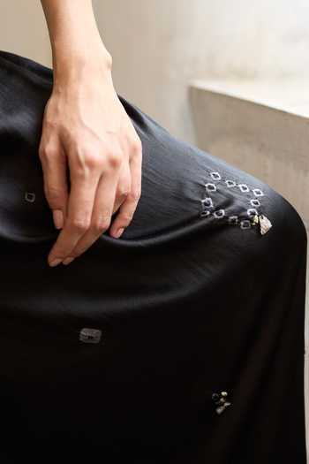 Medha_Black Satin Shadow Abstract Tie Dye Pant _Online_at_Aza_Fashions