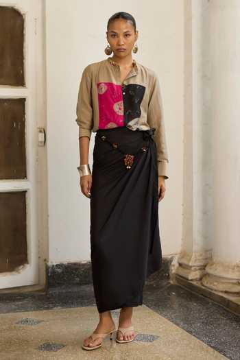 Medha Noir Wrap Skirt 