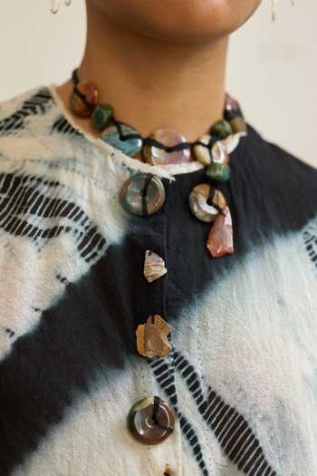 Shop_Medha_Black Cotton Round Neck Piano Tie Dye Pattern Shirt _Online_at_Aza_Fashions