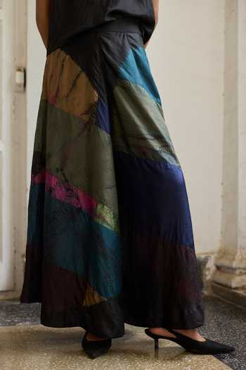 Medha_Multi Color Silk Earth Tie Dye Pattern Palazzo _Online_at_Aza_Fashions
