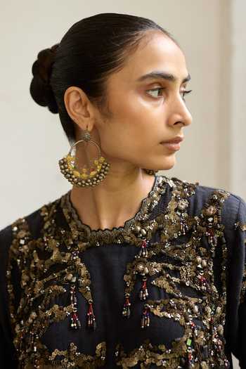 Buy Medha Black Cotton Round Neck Galaxy Embroidered T Shirt Online at Aza Fashions Buy_Medha_Black Cotton Round Neck Galaxy Embroidered T Shirt _Online_at_Aza_Fashions