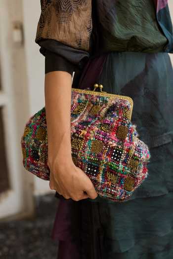 Medha_Multi Color Rubik Hand Embroidered Bag _Online_at_Aza_Fashions
