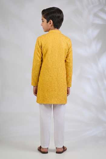 Spring Break Mustard Embroidered Kurta Set 