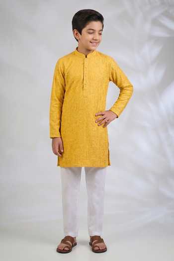 Spring Break Mustard Embroidered Kurta Set 