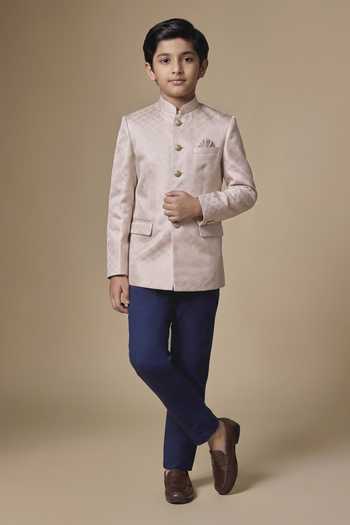 SPRING BREAK Pink Jacquard Bandhgala Jacket