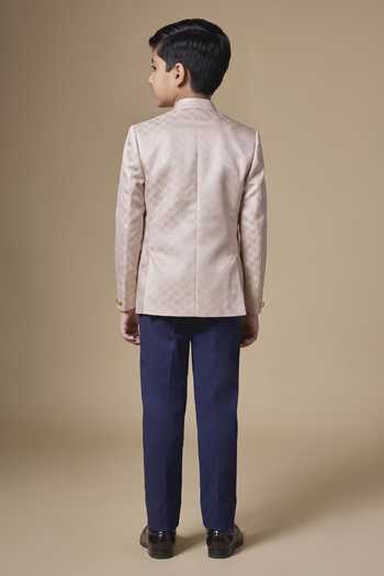 SPRING BREAK Pink Jacquard Bandhgala Jacket