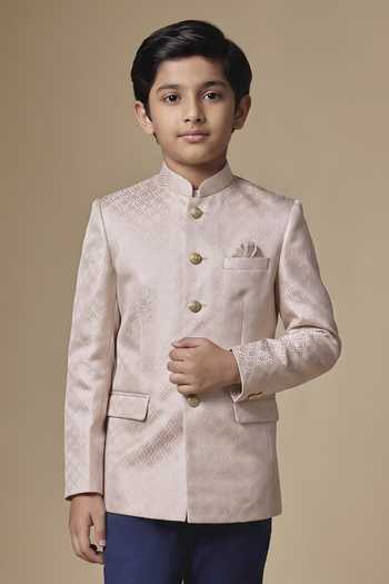 SPRING BREAK Pink Silk, Dupion Embroidery Jacquard Bandhgala Jacket Online at Aza Fashions SPRING BREAK_Pink Silk, Dupion Embroidery Jacquard Bandhgala Jacket _Online_at_Aza_Fashions