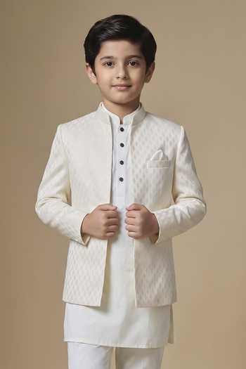 Buy SPRING BREAK Ivory Silk, Dupion, Cotton Satin Embroidered Jacket And Kurta Set Online at Aza Fashions Buy_SPRING BREAK_Ivory Silk, Dupion, Cotton Satin Embroidered Jacket And Kurta Set _Online_at_Aza_Fashions