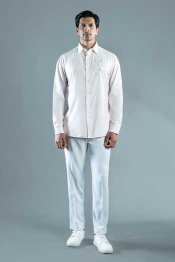 Shop_Varoin Marwah_Pink Cotton Neo Rosette Embroidered Shirt _Online_at_Aza_Fashions