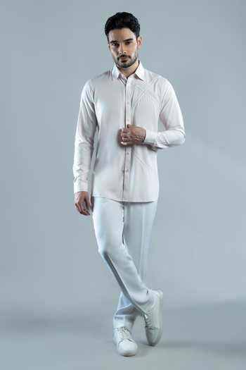 Varoin Marwah Pink Cotton Cross Construct Shirt Online at Aza Fashions Varoin Marwah_Pink Cotton Cross Construct Shirt _Online_at_Aza_Fashions
