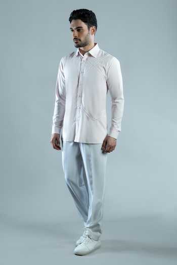 Shop Varoin Marwah Pink Cotton Cross Construct Shirt Online at Aza Fashions Shop_Varoin Marwah_Pink Cotton Cross Construct Shirt _Online_at_Aza_Fashions