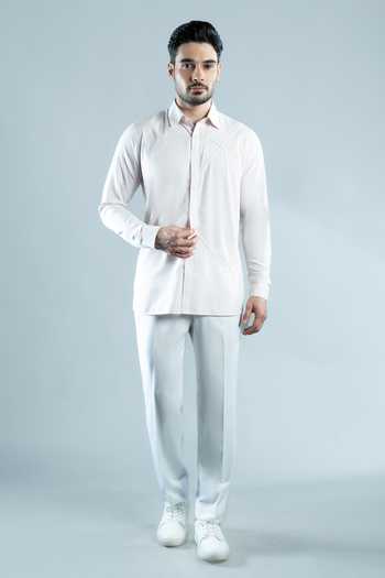 Varoin Marwah Pink Cotton Cross Construct Shirt at Aza Fashions Varoin Marwah_Pink Cotton Cross Construct Shirt _at_Aza_Fashions