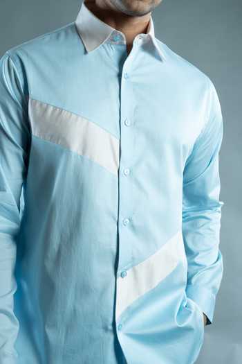 Varoin Marwah_Blue Cotton Cerulean Shirt _Online_at_Aza_Fashions