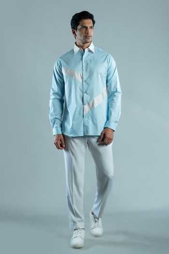 Buy_Varoin Marwah_Blue Cotton Cerulean Shirt _Online_at_Aza_Fashions
