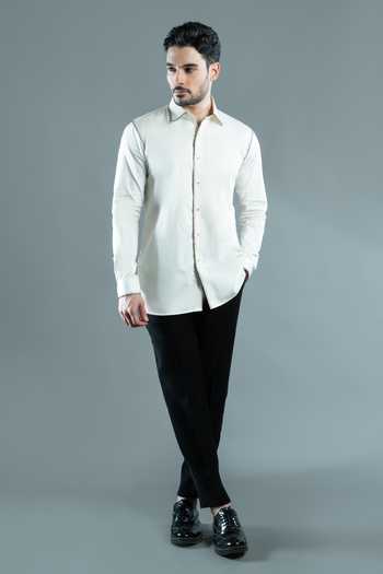 Buy Varoin Marwah White Cotton Satin Inscribed Shirt Online at Aza Fashions Buy_Varoin Marwah_White Cotton Satin Inscribed Shirt _Online_at_Aza_Fashions