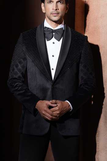 Buy_Varoin Marwah_Black Velvet Sequins Dark Radiance Tuxedo 
