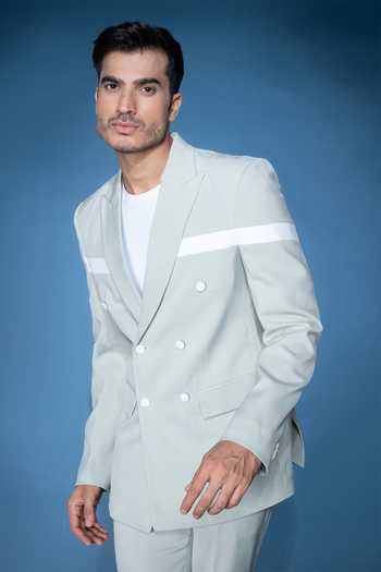 Varoin Marwah Green Crepe Serene Statement Blazer Set at Aza Fashions Varoin Marwah_Green Crepe Serene Statement Blazer Set _at_Aza_Fashions