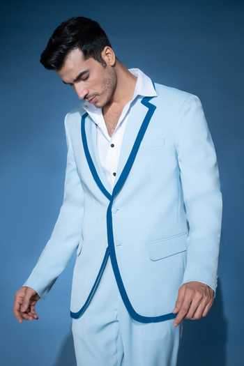 Buy Varoin Marwah Blue Crepe Caspian Blazer Set Online at Aza Fashions Buy_Varoin Marwah_Blue Crepe Caspian Blazer Set _Online_at_Aza_Fashions