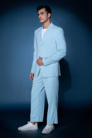 Varoin Marwah Blue Crepe Dressed In Daybreak Suit Set Online at Aza Fashions Varoin Marwah_Blue Crepe Dressed In Daybreak Suit Set _Online_at_Aza_Fashions