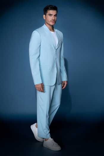 Varoin Marwah Blue Crepe Dressed In Daybreak Suit Set at Aza Fashions Varoin Marwah_Blue Crepe Dressed In Daybreak Suit Set _at_Aza_Fashions