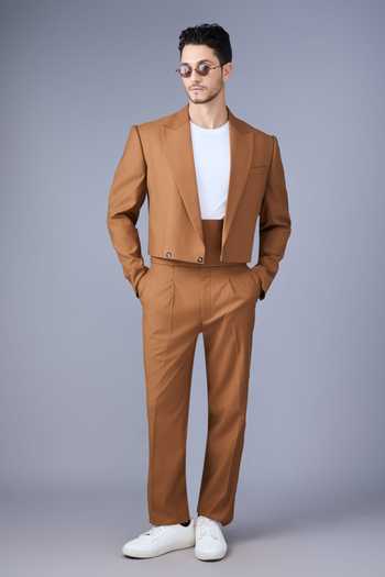 Varoin Marwah_Brown Suiting Tawny Sovereign Blazer And Pant Set _Online_at_Aza_Fashions