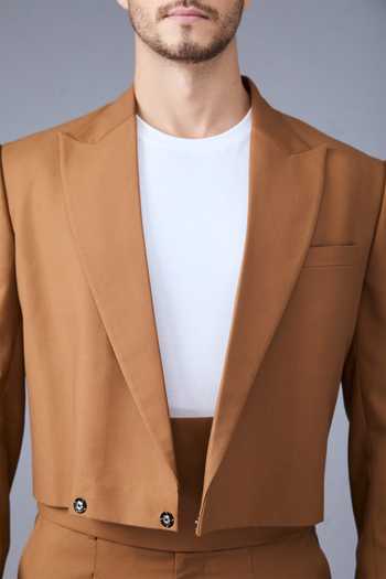 Shop_Varoin Marwah_Brown Suiting Tawny Sovereign Blazer And Pant Set _Online_at_Aza_Fashions